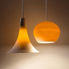 Claylight Crescent: Three Light Pendant Chandelier, White Ceramic, Porcelain