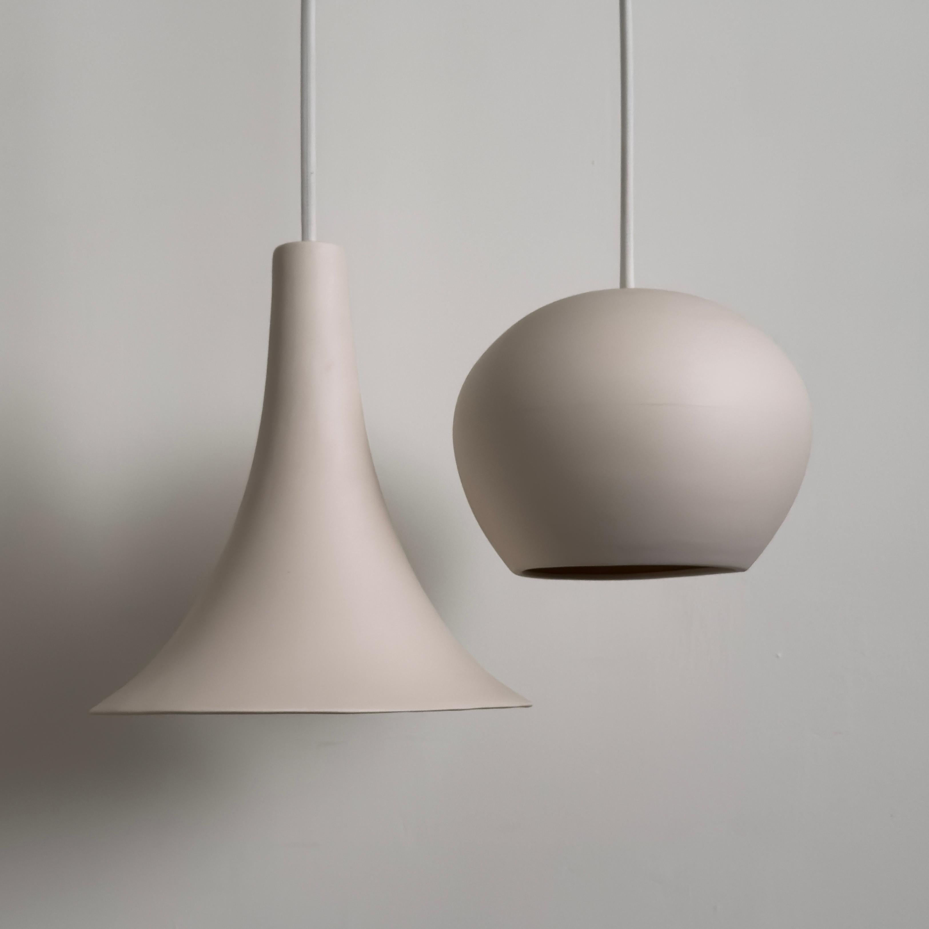 Cast CLAYLIGHT CRESCENT • Three Light Pendant Chandelier • White Ceramic • Porcelain For Sale