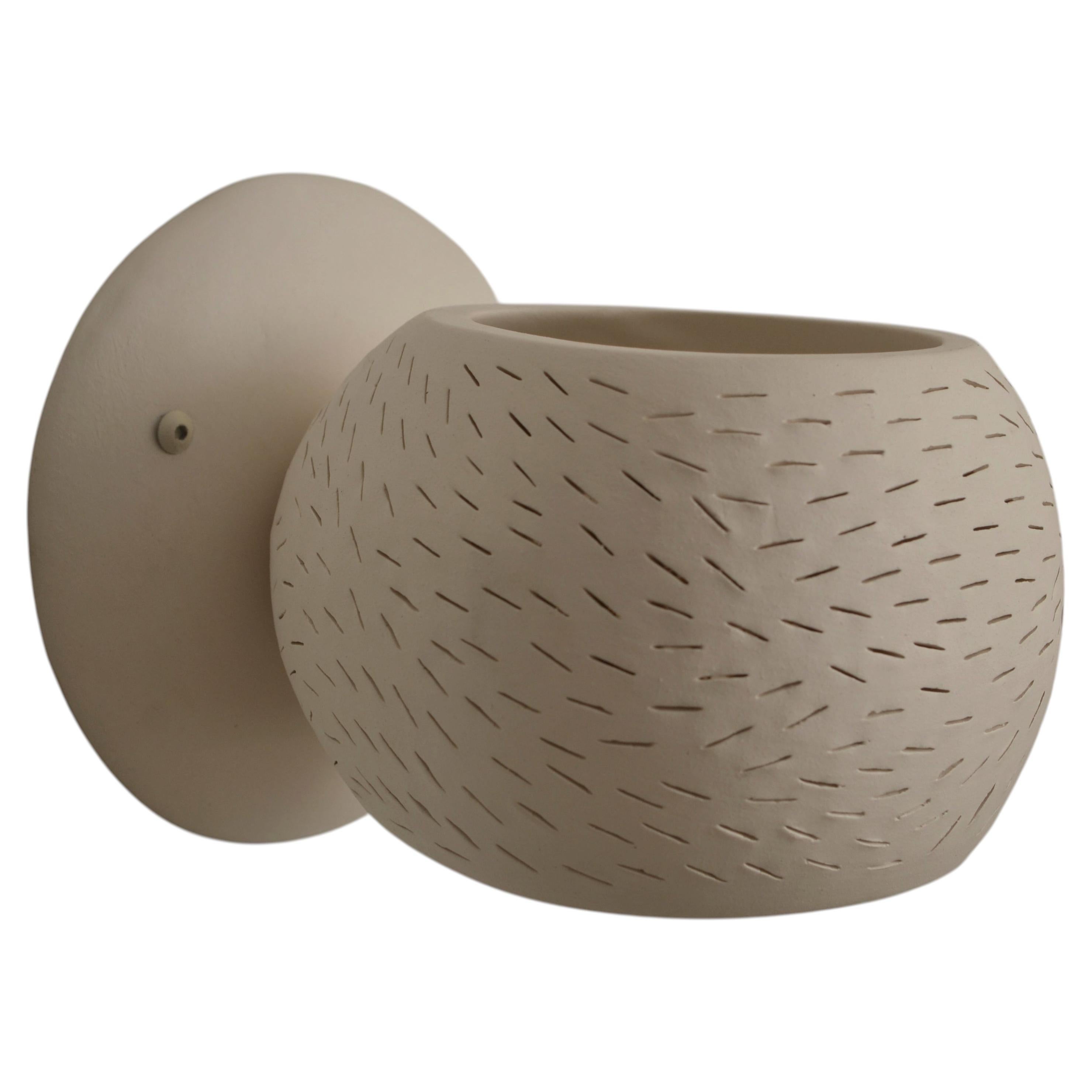 Claylight Porcupine Sconce- Line Pattern: Handmade, Ceramic Wall Fixture