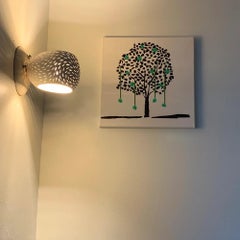 Applique Claylight Porcupine - Motivo a linee con dimmer in ottone: lampada da parete in ceramica
