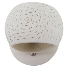 Claylight Porcupine Sconce- Line Pattern with Nickel Dimmer Ceramic Wall Fixture