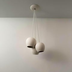 Claylight Triplets: Three Pendant Handmade Chandelier, Porcelain, Ceramic