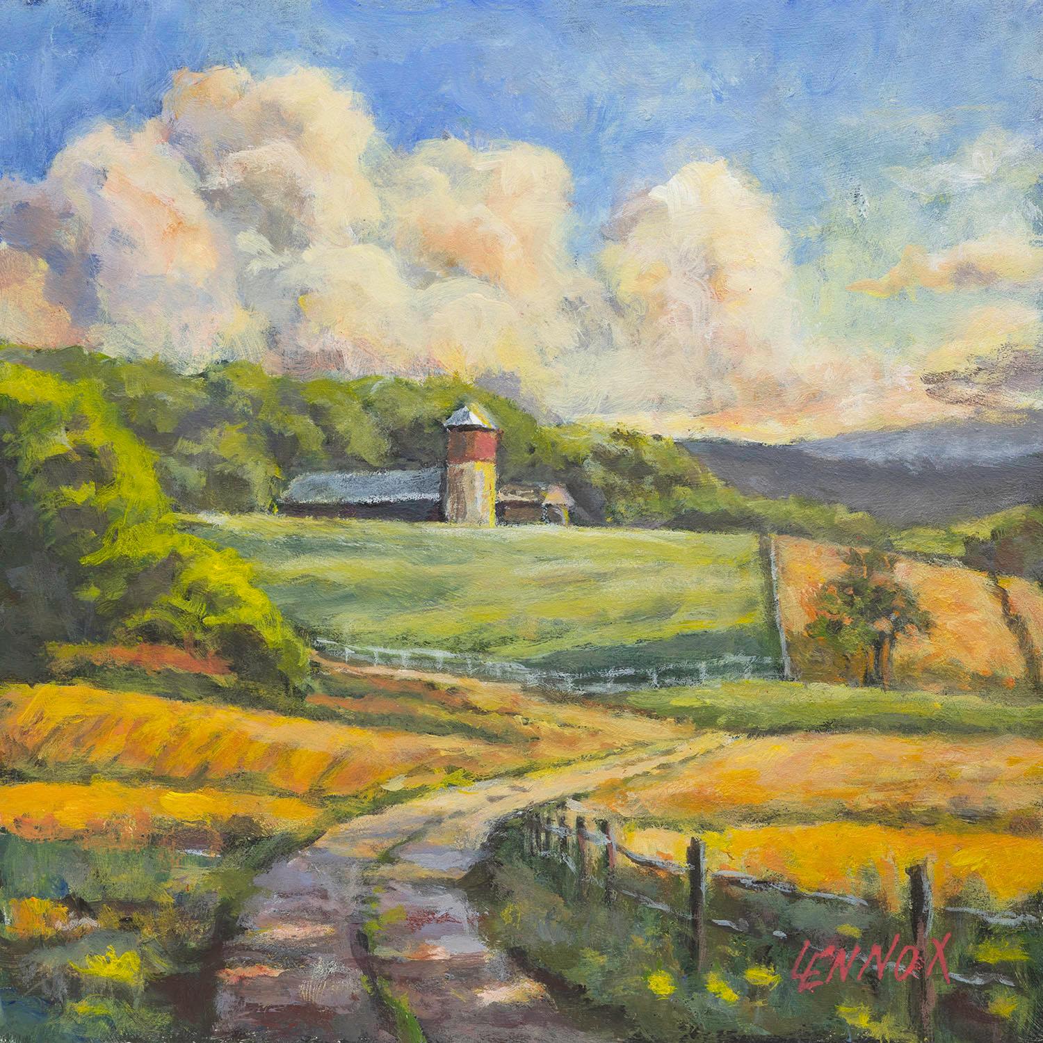 Going Back - Peinture de paysage archélique du Tennessee encadrée - Painting de Clayt Lennox