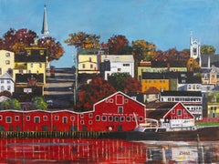 Lunenburg Brilliance - Framed Canada Landscape Painting