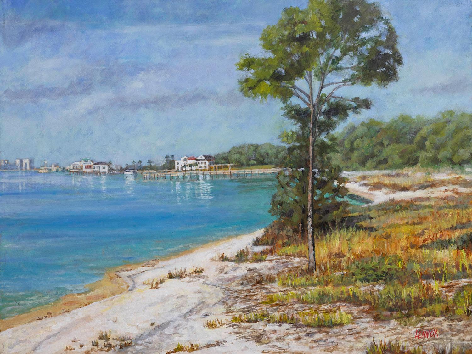 Seno de Santa Rosa - Pintura acrílica enmarcada Paisaje de Florida - Painting de Clayt Lennox