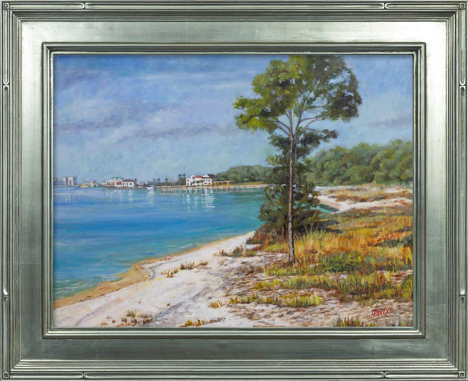 Landscape Painting de Clayt Lennox - Seno de Santa Rosa - Pintura acrílica enmarcada Paisaje de Florida