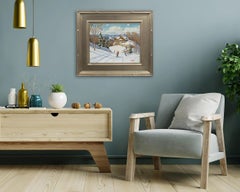 Skiers Bliss - Gerahmtes Skifahren Impressionist Gemälde