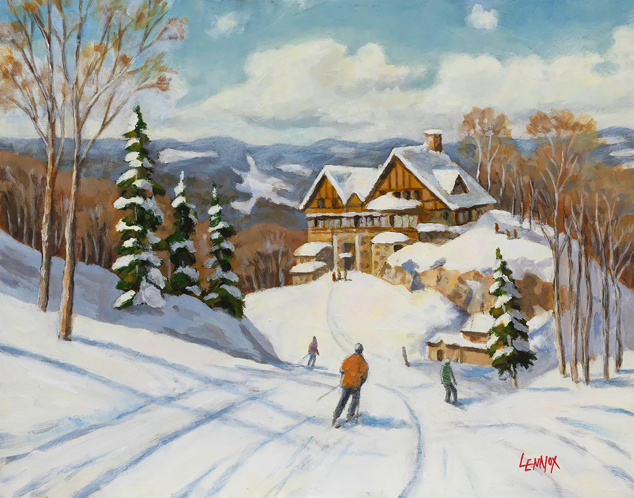 Skiers Bliss - Quadro impressionista sullo sci con cornice