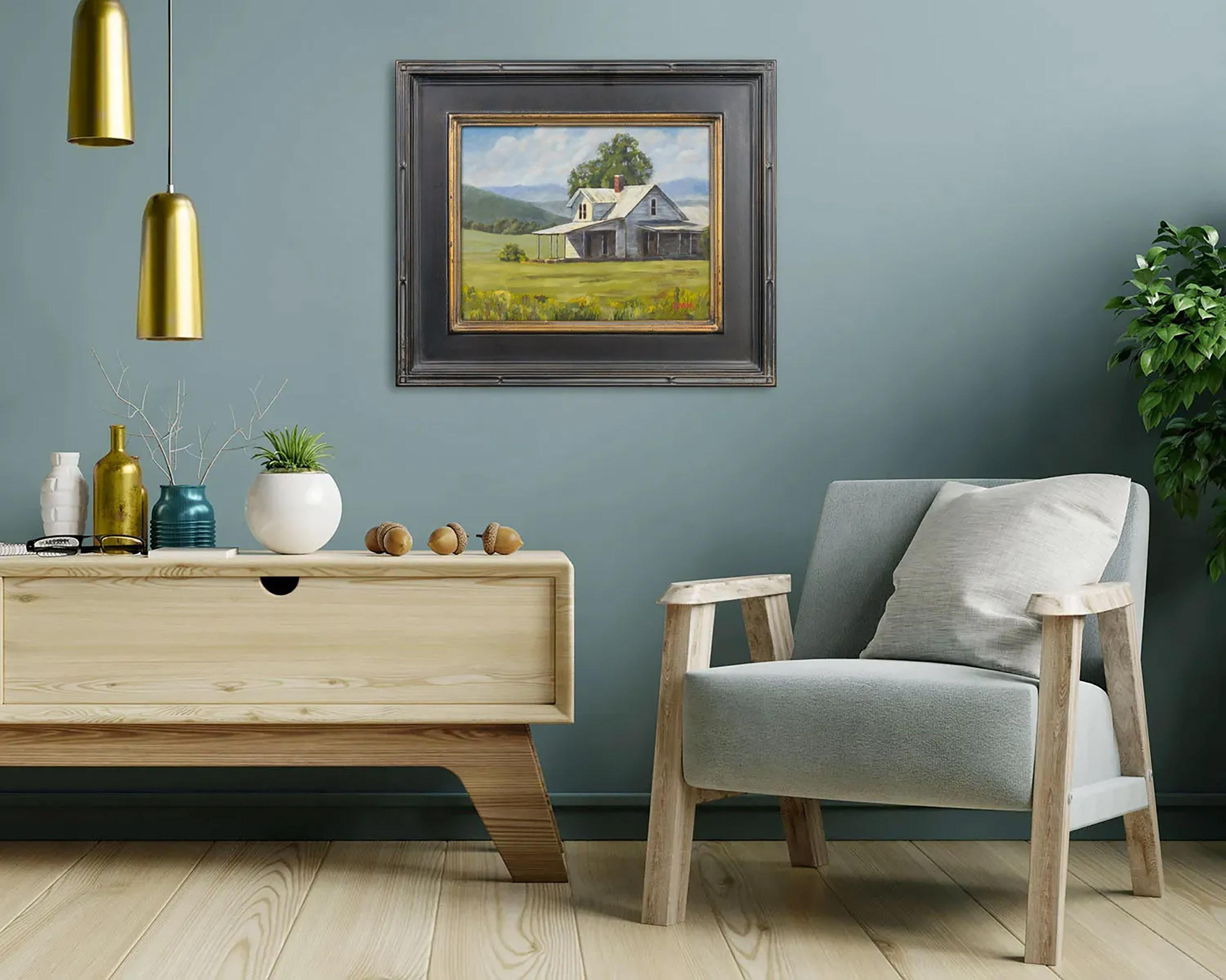 The Essence of East Tennessee – gerahmtes Acrylgemälde eines Bauernhauses (Realismus), Painting, von Clayt Lennox