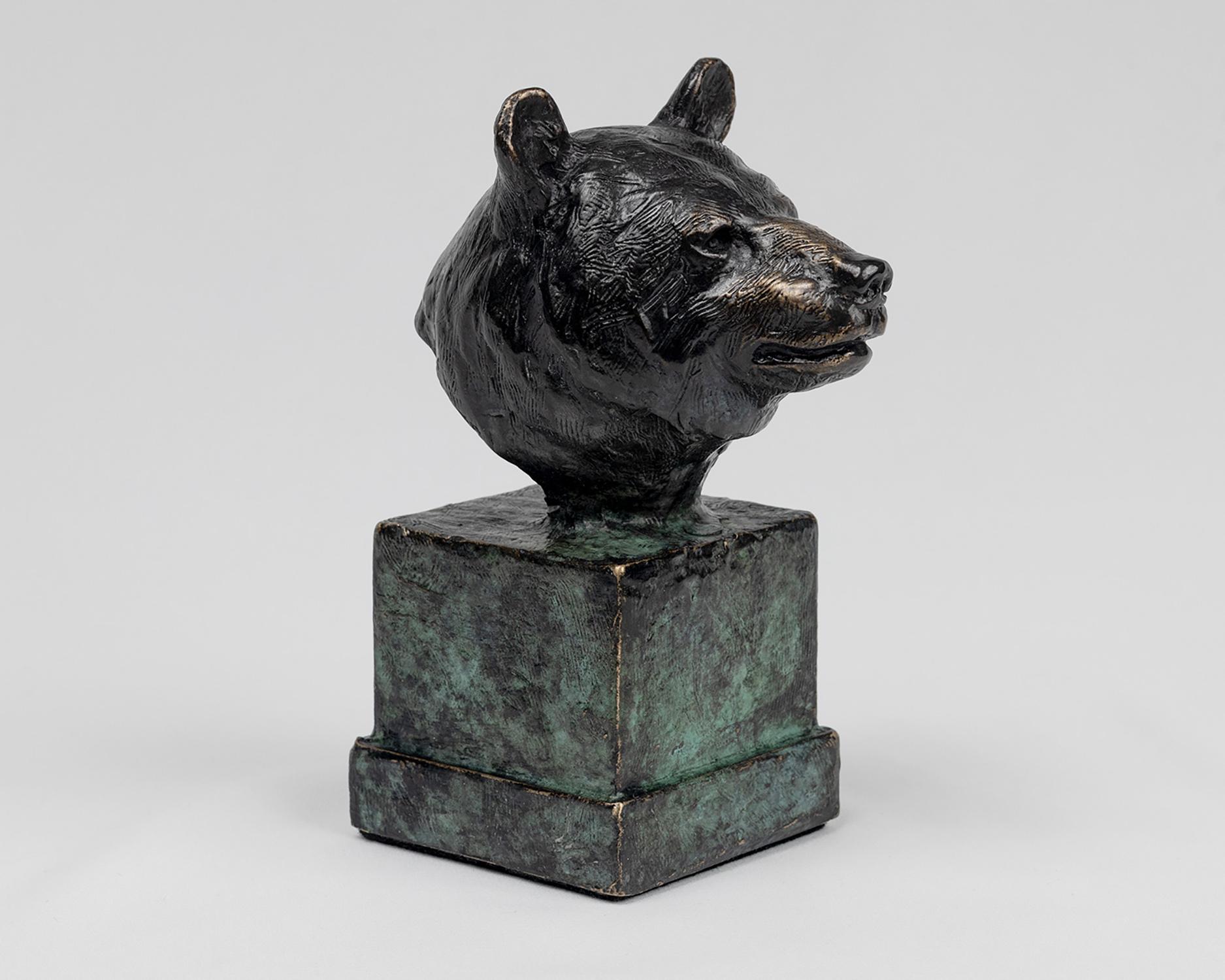 Sir Bear - Bronze - Contemporary Bear Sculpture - Gold Figurative Sculpture by Clayt Lennox