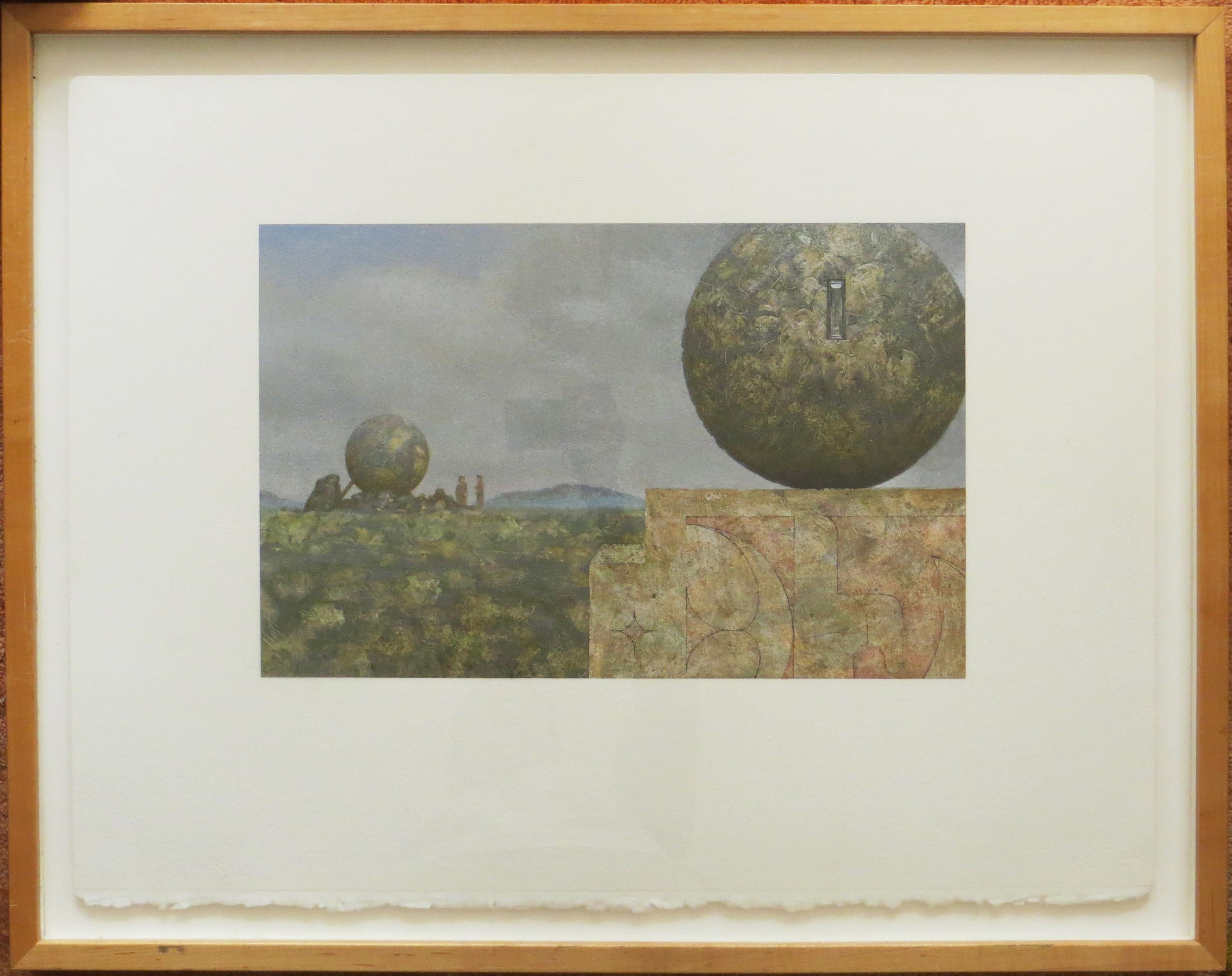 Landscape With Two Spheres - Painting by Clayton Anderson