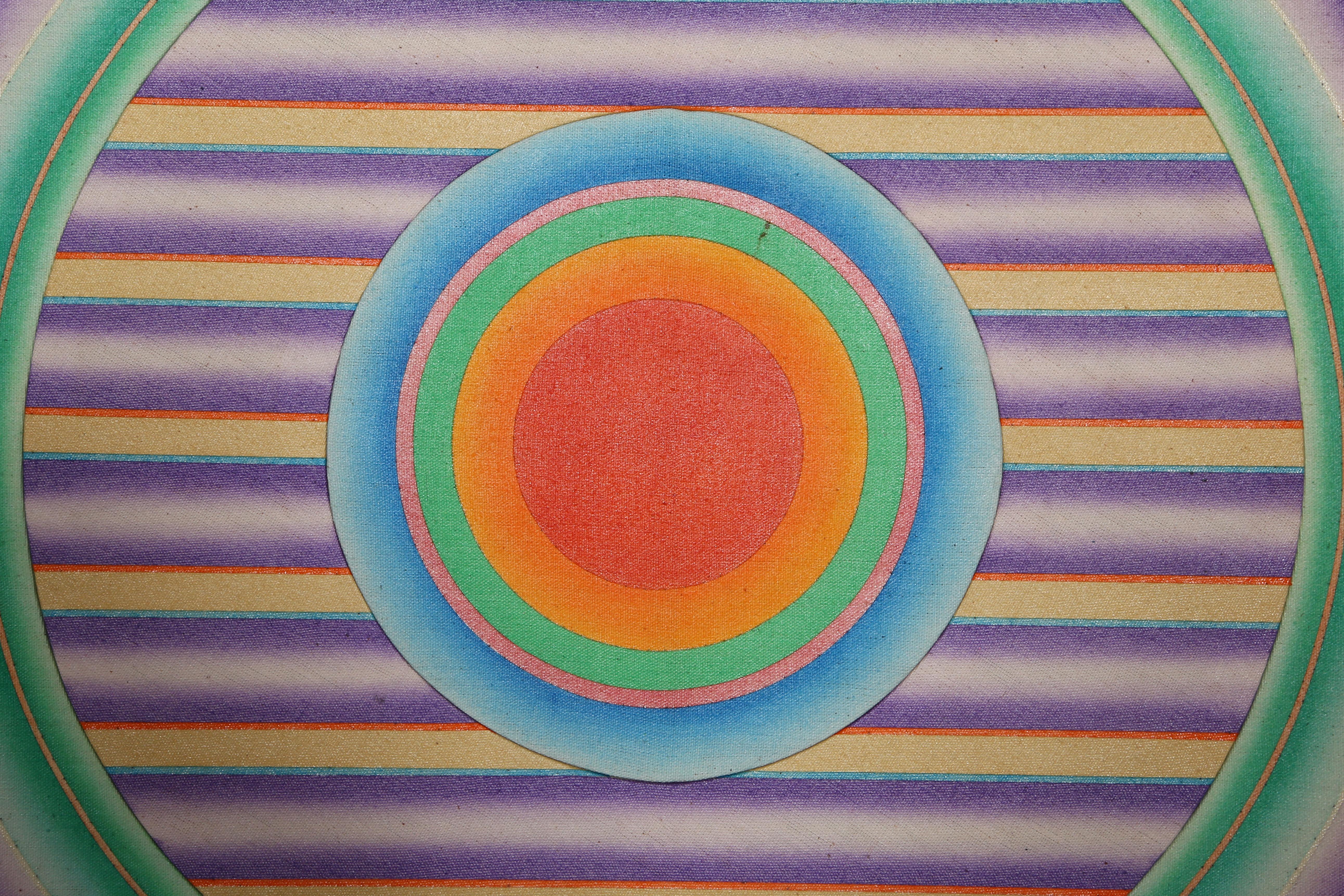 Diana de neón, pintura sobre lienzo perfilado de Clayton Gorder 1974 en venta 2