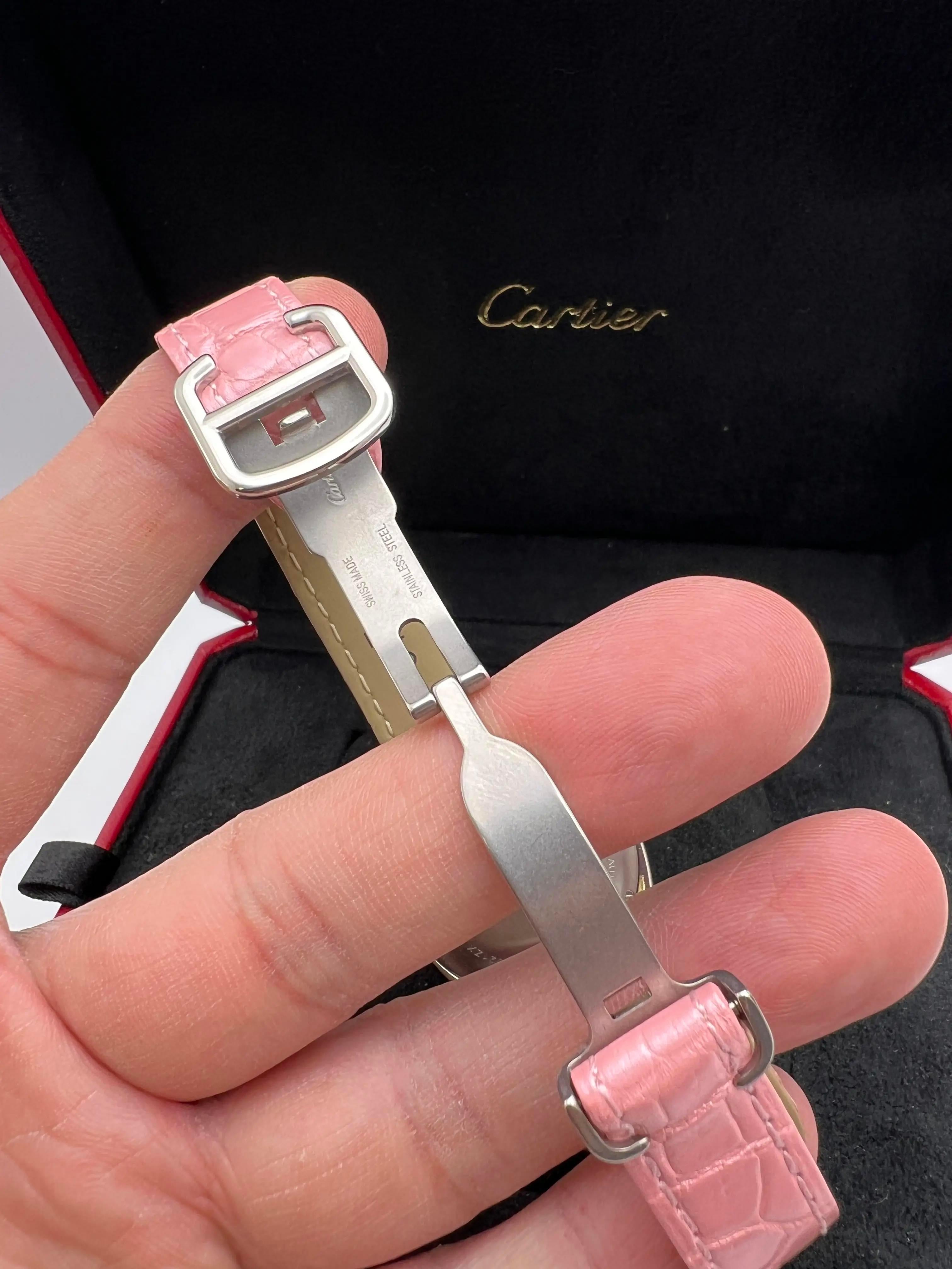Clé de Cartier 31mm Factory Diamond Bezel Pink Leather Box Papers W4CL0005 en vente 6