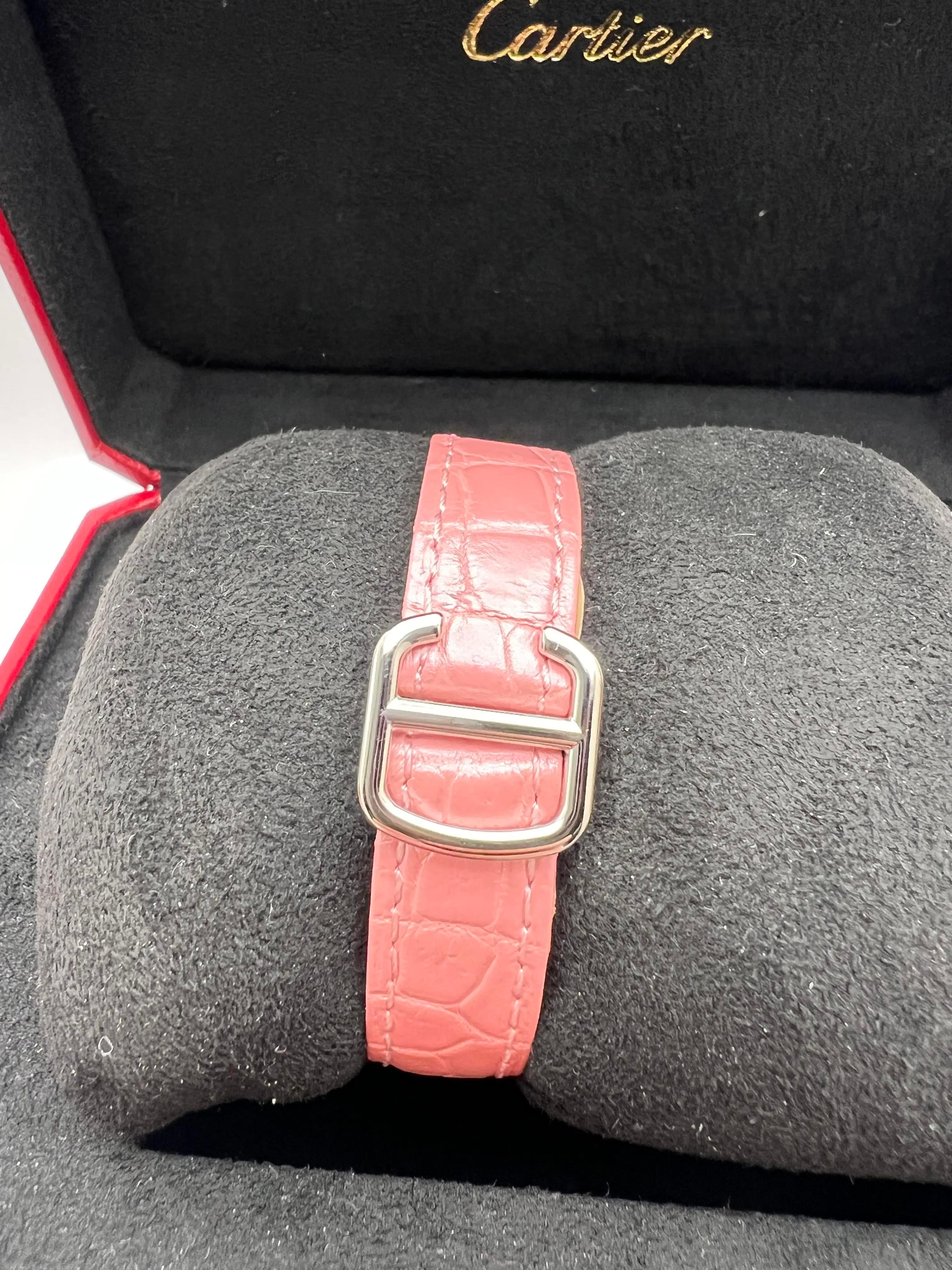 Clé de Cartier 31mm Factory Diamond Bezel Pink Leather Box Papers W4CL0005 en vente 8
