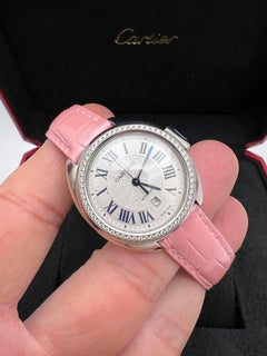 Clé de Cartier 31mm Factory Diamond Bezel Pink Leather Box Papers W4CL0005