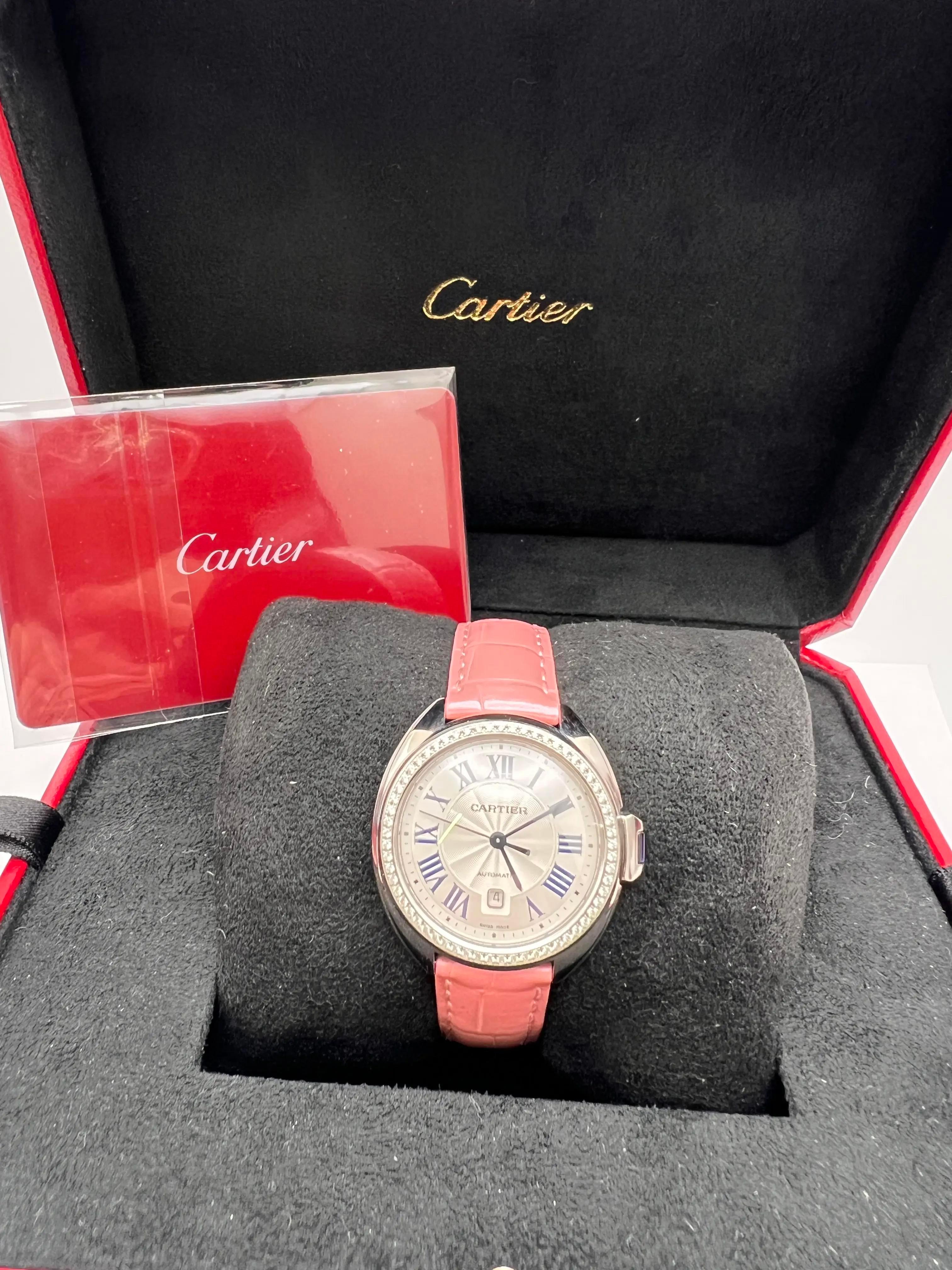 Clé de Cartier 31mm Factory Diamond Bezel Pink Leather Box Papers W4CL0005 Pour femmes en vente