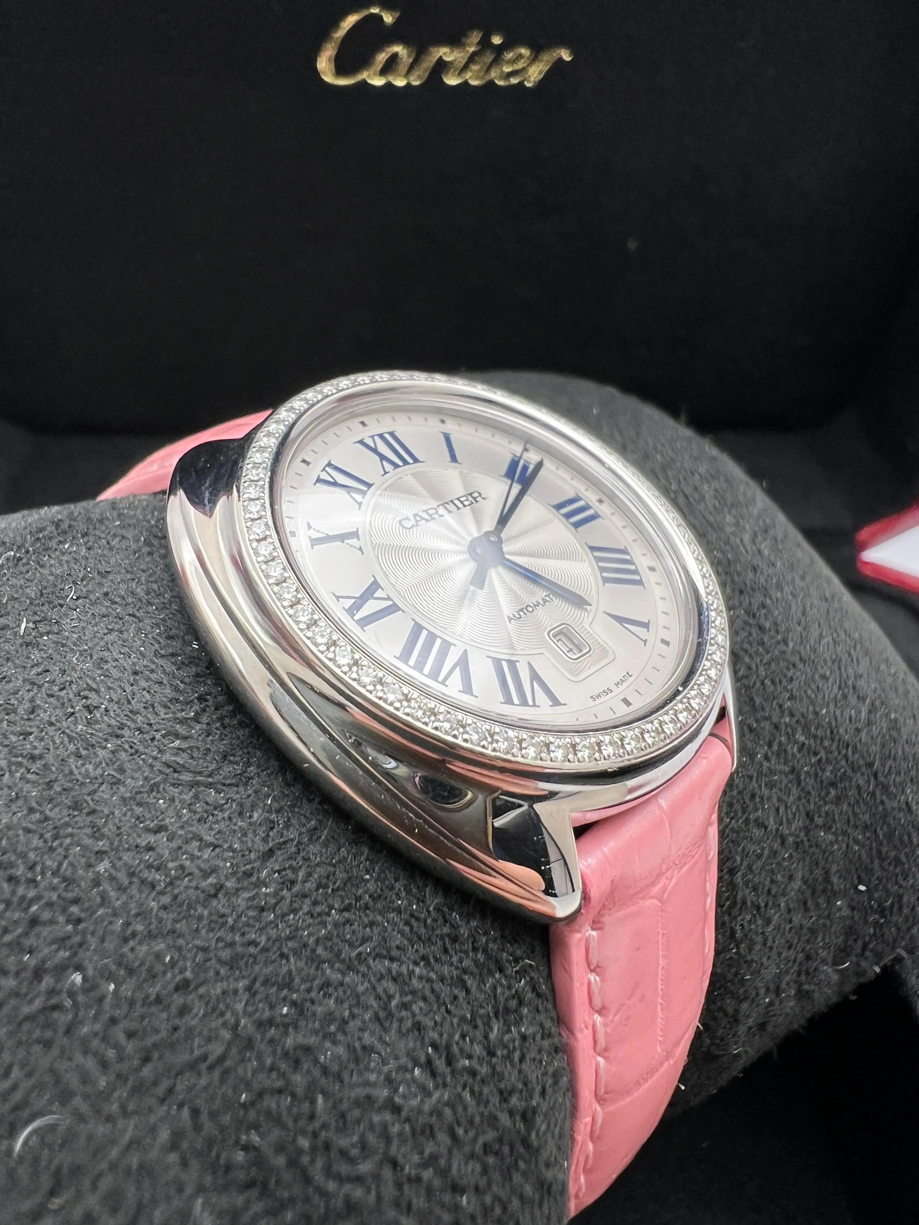 Clé de Cartier 31mm Factory Diamond Bezel Pink Leather Box Papers W4CL0005 en vente 2