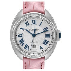 Clé de Cartier 31mm Factory Diamond Bezel Pink Leather Box Papers W4CL0005