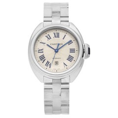 Cle de Cartier Steel Silver Guilloche Roman Dial Automatic Ladies Watch WSCL0005