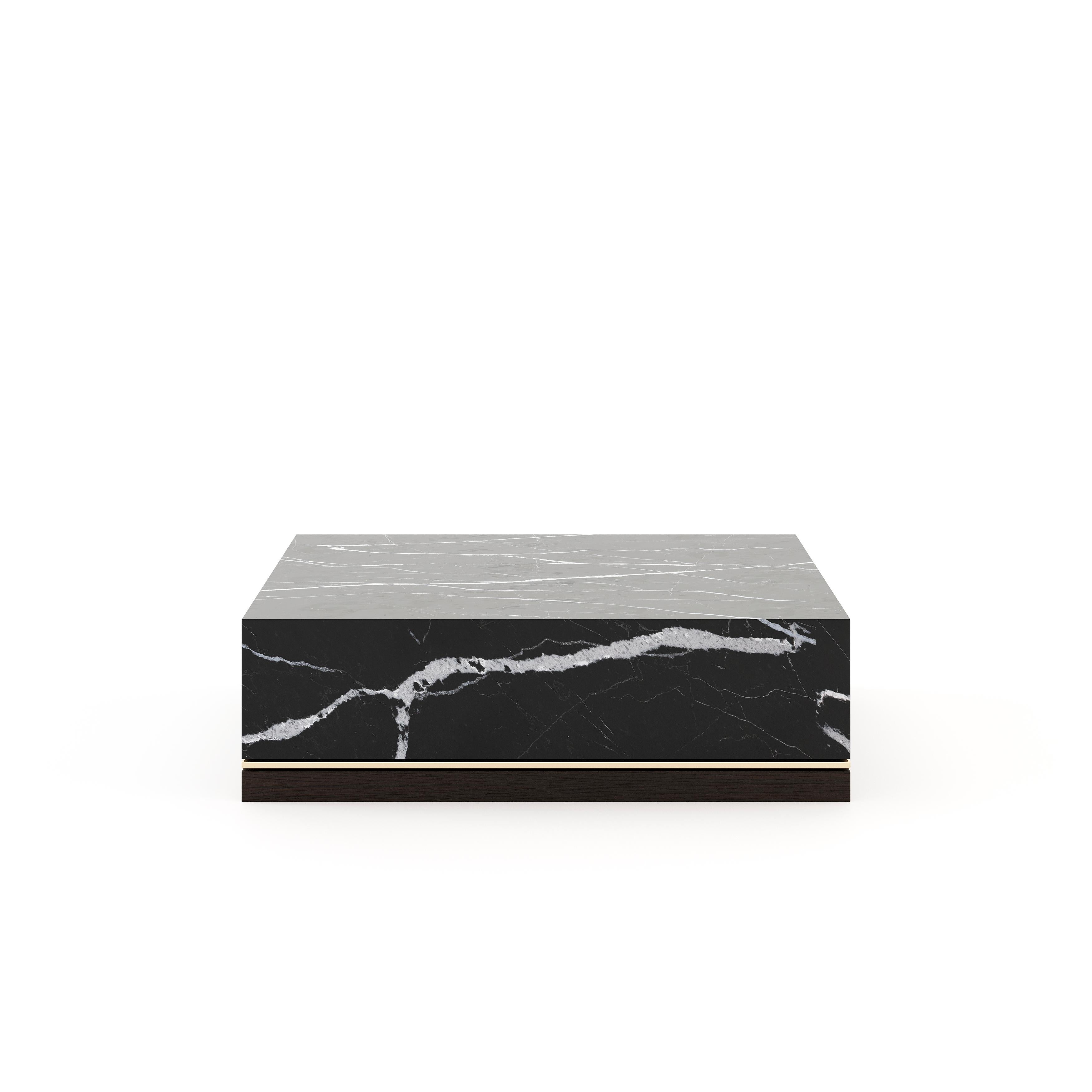 Hand-Crafted 21st-century Contemporary coffee table, with customisable marble For Sale