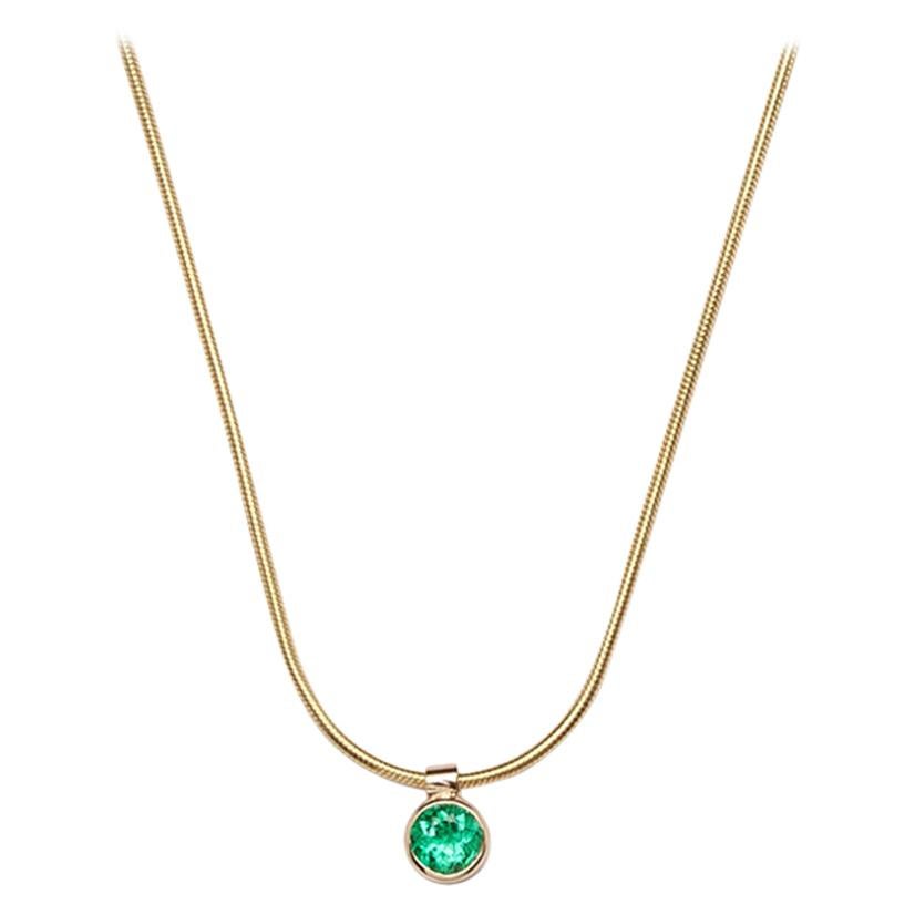Clea Necklace, Emerald and Yellow Gold Necklace For Sale