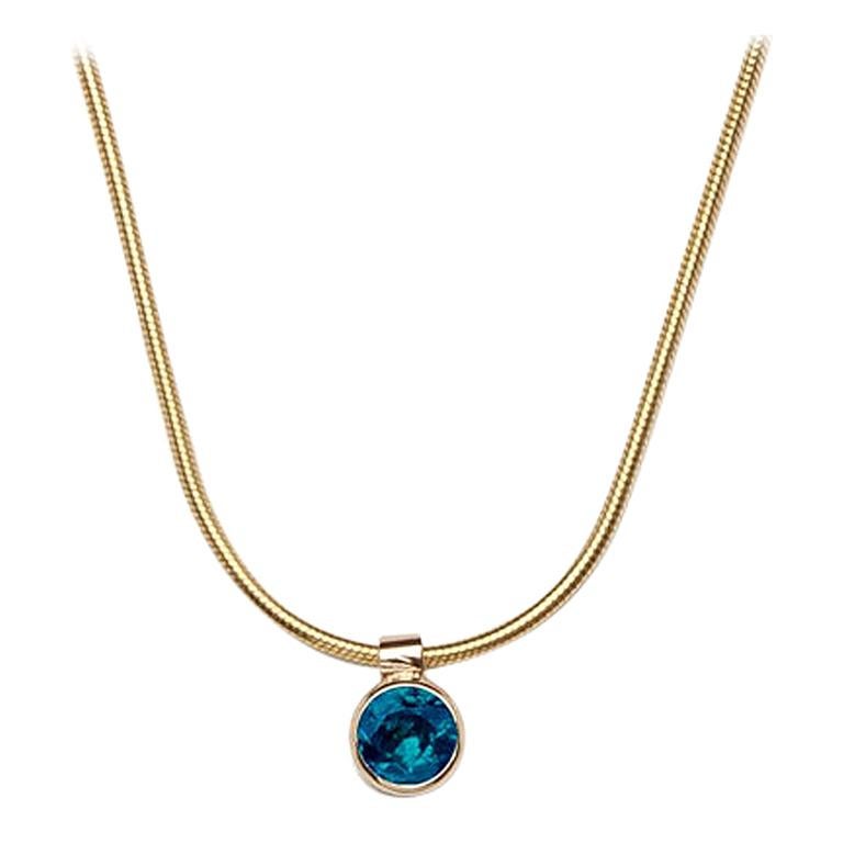 Clea Necklace, Sapphire and Yellow Gold Necklace For Sale