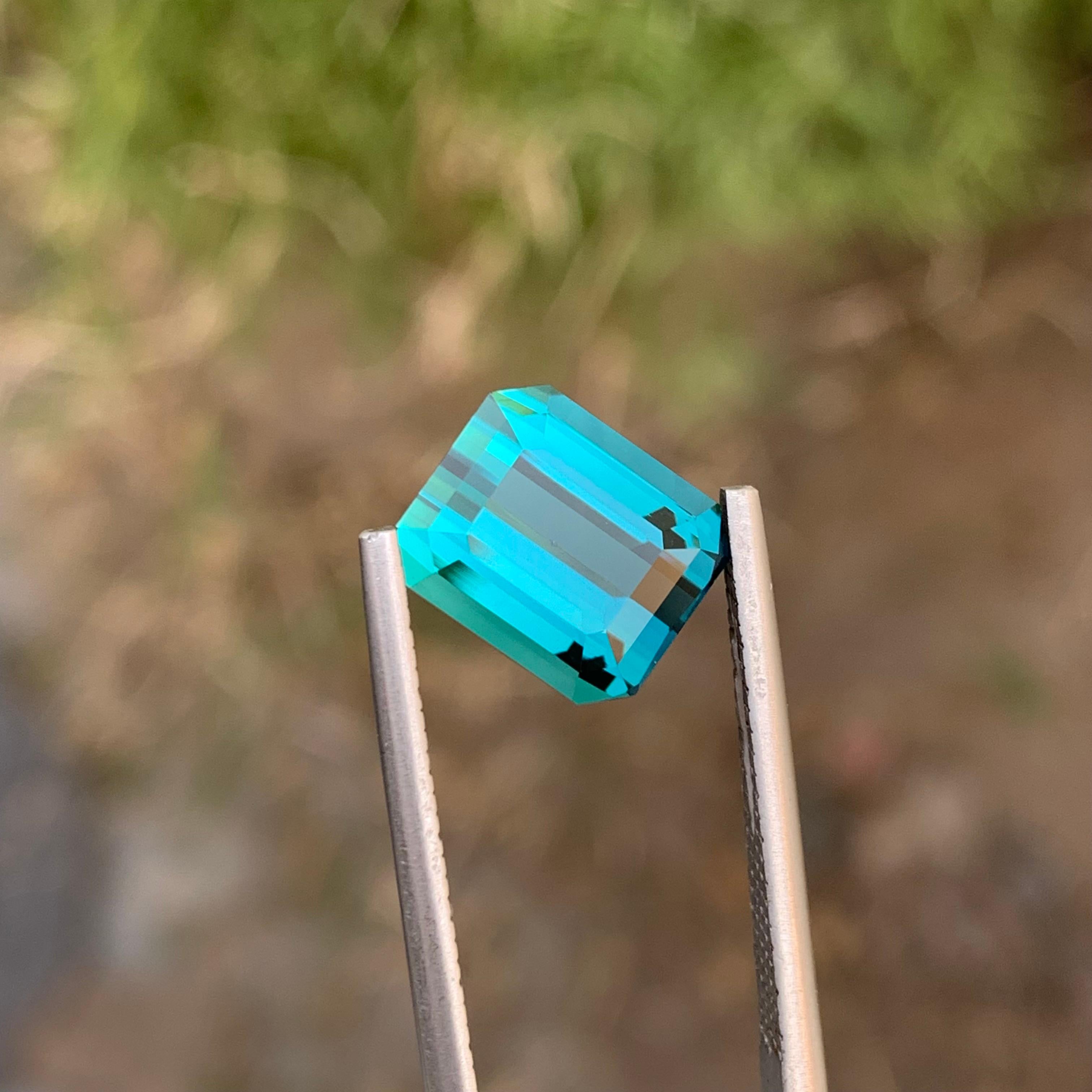 Pulito 4,50 Carati Nature sciolto Indicolite Tormalina forma smeraldo Anello Gemma in vendita 6