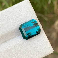 Clean 4.50 Carats Natural Loose Indicolite Tourmaline Emerald Shape Ring Gem