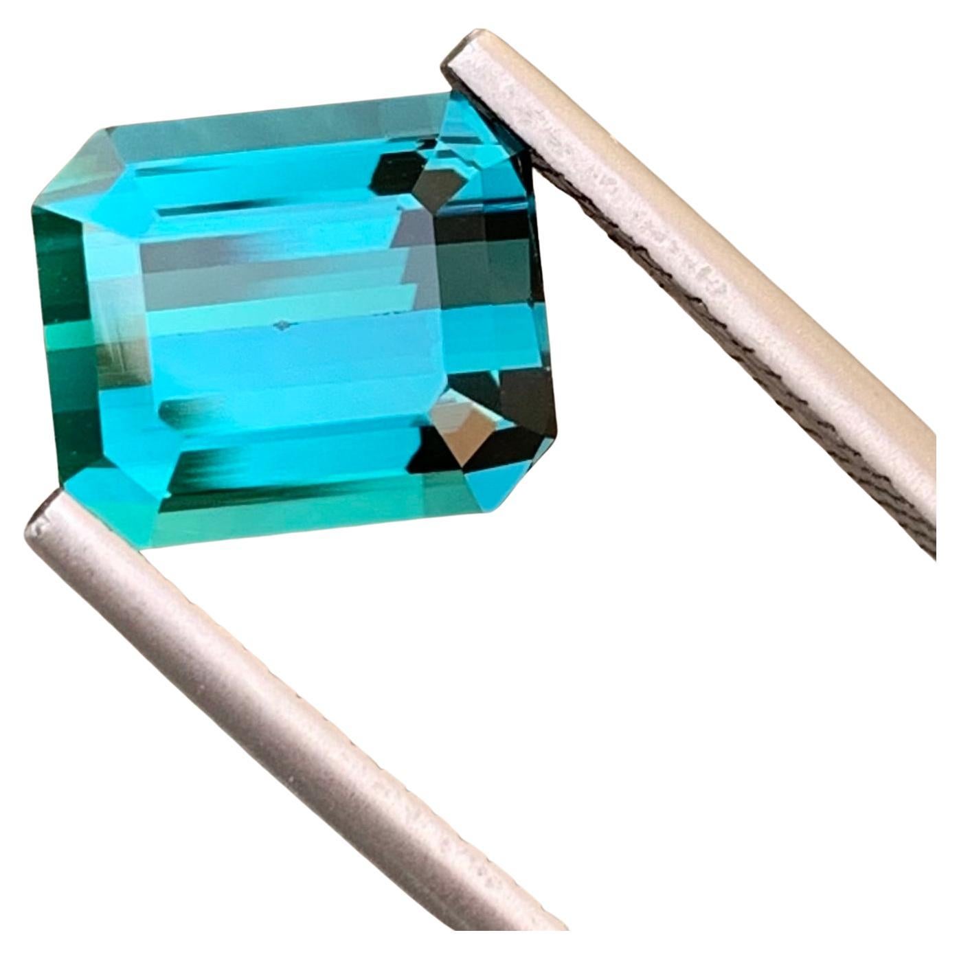 Clean 4.50 Carats Natural Loose Indicolite Tourmaline Emerald Shape Ring Gem For Sale
