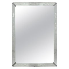 Vintage Clean Lined 1940s Mirror with Nickel Fittings