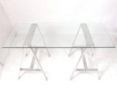 Clean Lined Aluminum Sawhorse Table Bases for Desk Console or Dining Table Bar