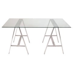 Clean Lined Aluminum Sawhorse Table Bases for Desk Console or Dining Table Bar