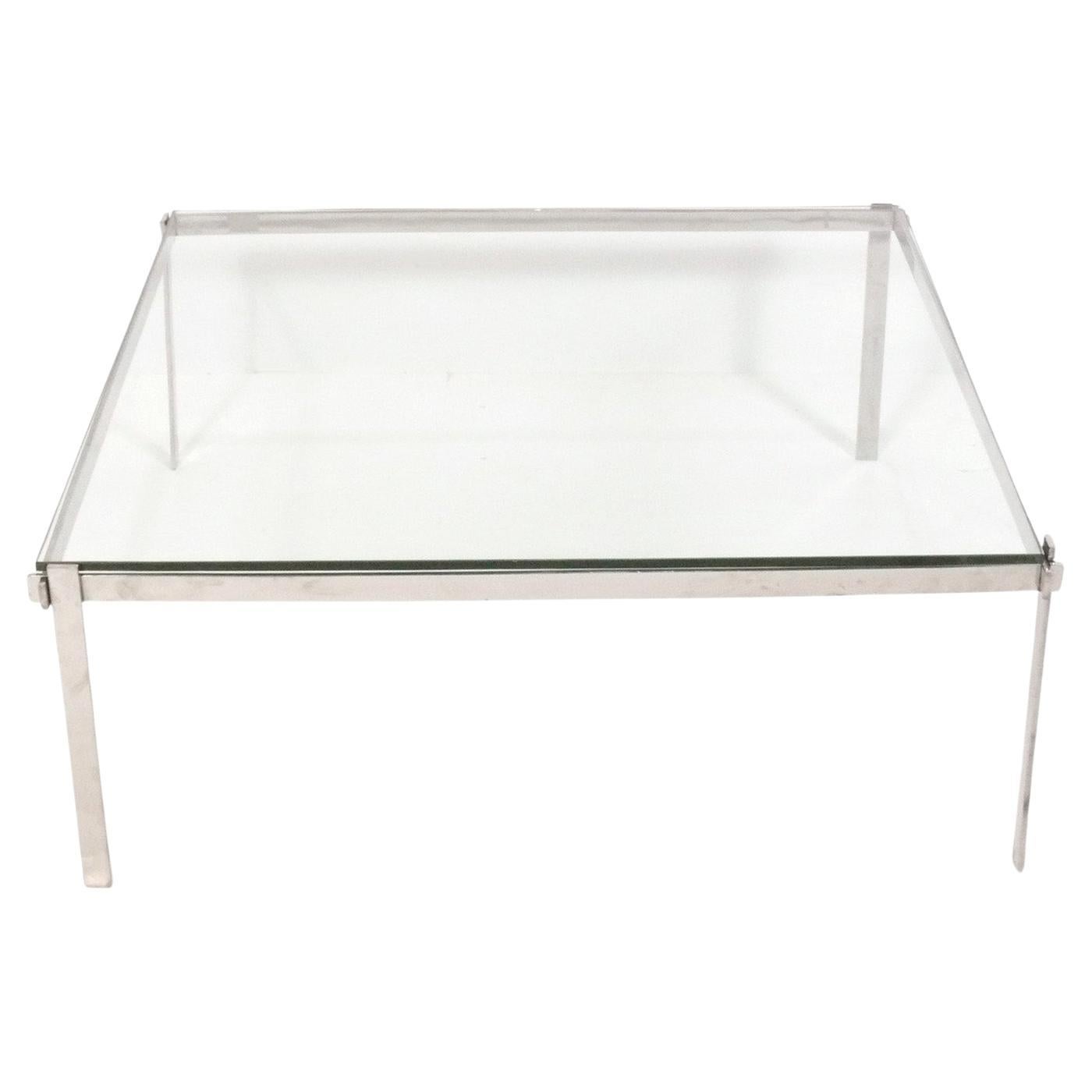 Clean Lined Architectural Chrome Coffee Table Mid Century Modern  For Sale