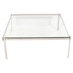 Vintage Clean Lined Architectural Chrome Coffee Table Mid Century Modern 