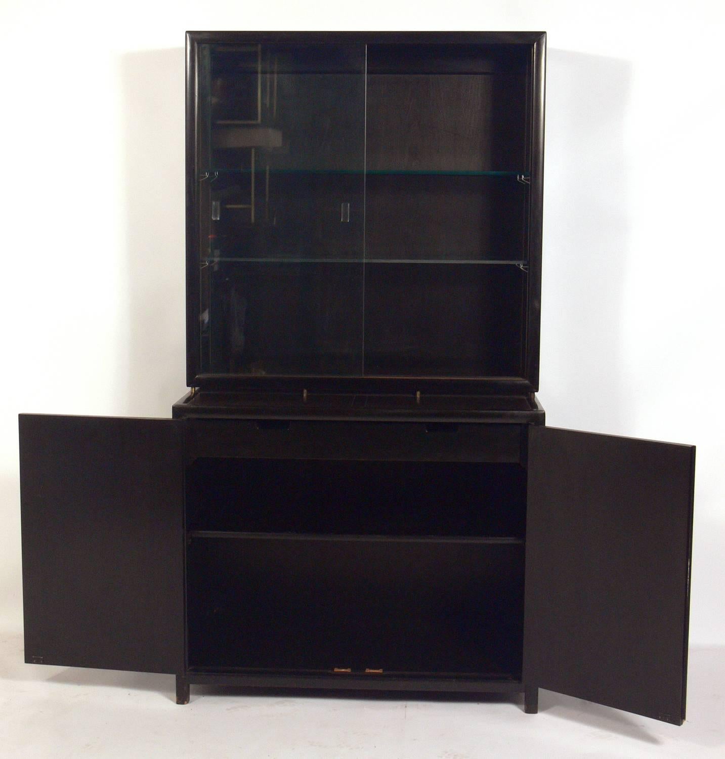 Mid-Century Modern Clean Lined Bar Cabinet or Vitrine by Michael Taylor for Baker