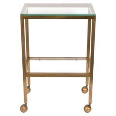 Carrello o tavolino da bar in ottone con ruote