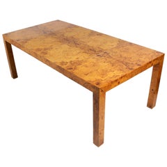 Clean Lined Burl Wood Dining Table by Milo Baughman