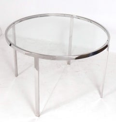 1980s Postmodern Chrome Dining Table, style of Milo Baughman, 42" Diameter