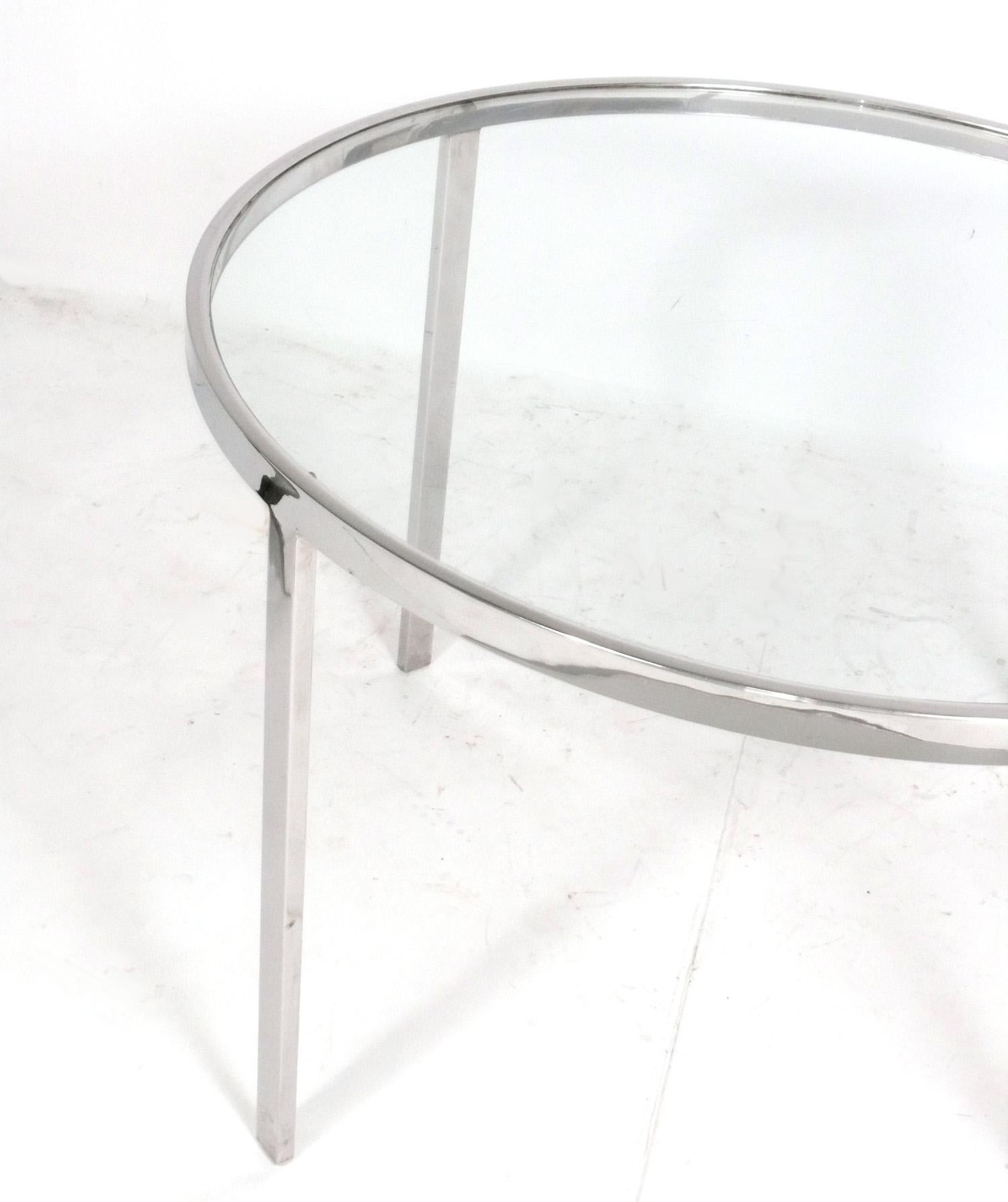 American Clean Lined Chrome Dining Table by Milo Baughman for DIA 42