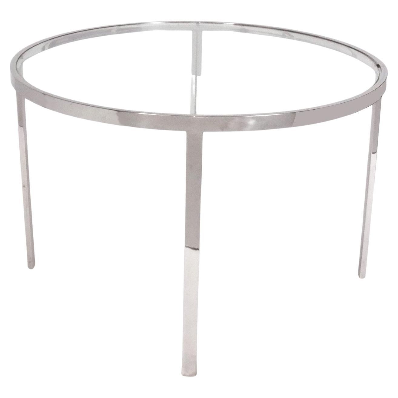 Clean Lined Chrome Dining Table by Milo Baughman for DIA 42" Diameter