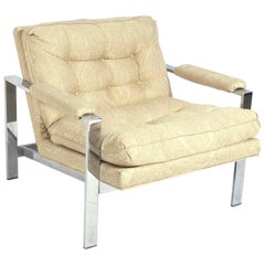 Loungesessel mit reiner Leinenstruktur aus Chrom