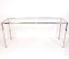 Tavolo consolle di metà secolo rivestito di cromo