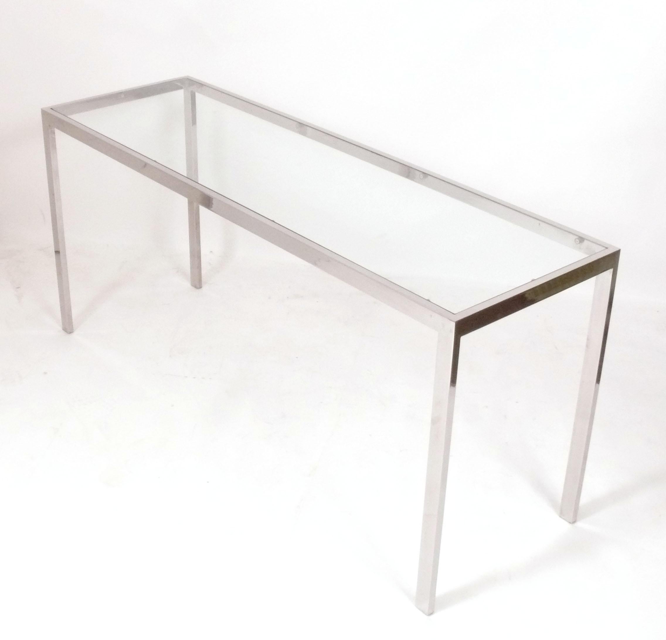 Mid-Century Modern Clean Lined Chrome Mid Century Console Table For Sale