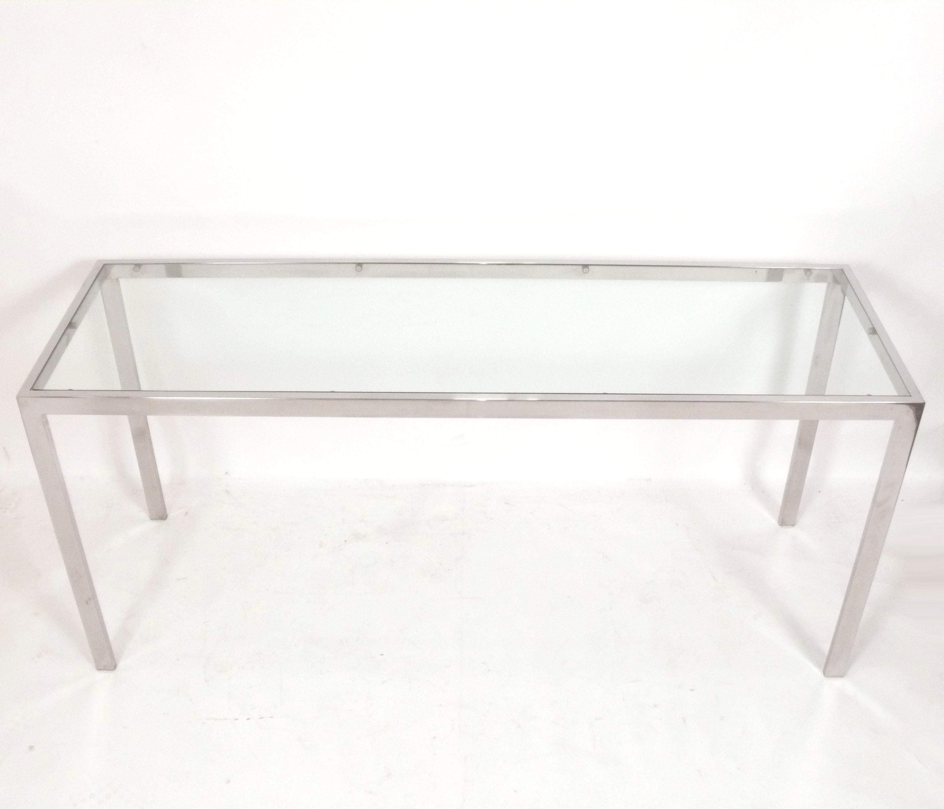American Clean Lined Chrome Mid Century Console Table For Sale