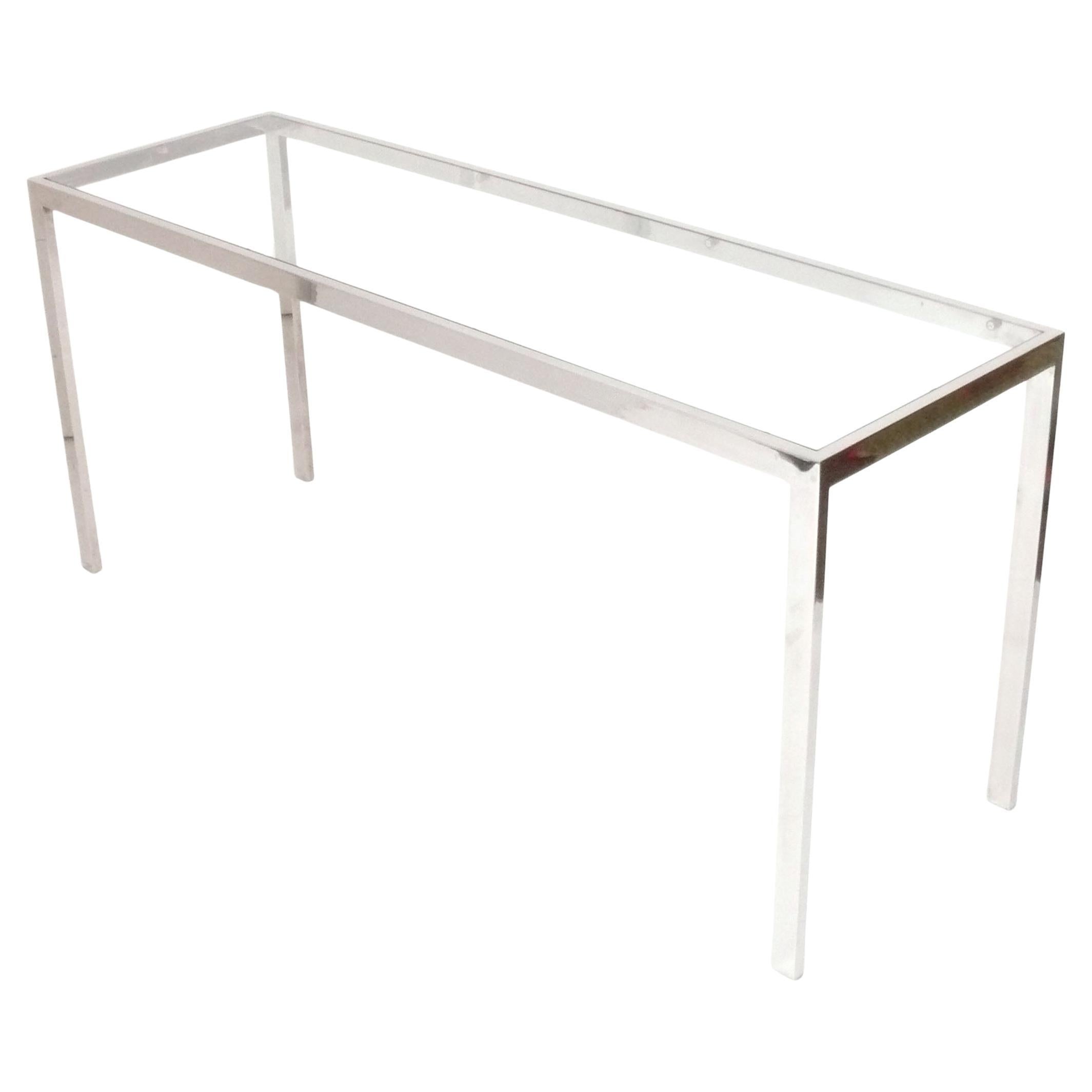 Clean Lined Chrome Mid Century Console Table For Sale