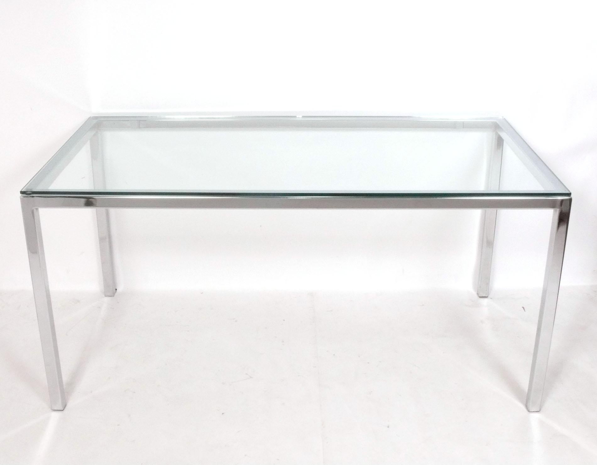 Mid-Century Modern Clean Lined Chrome Mid Century Desk For Sale