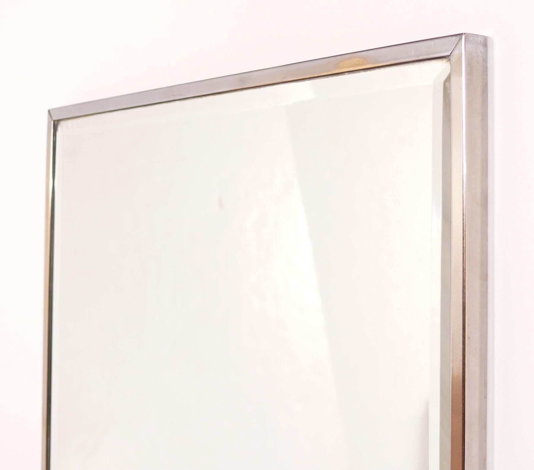 Mid-Century Modern Clean Lined Chrome Mirror 36.5