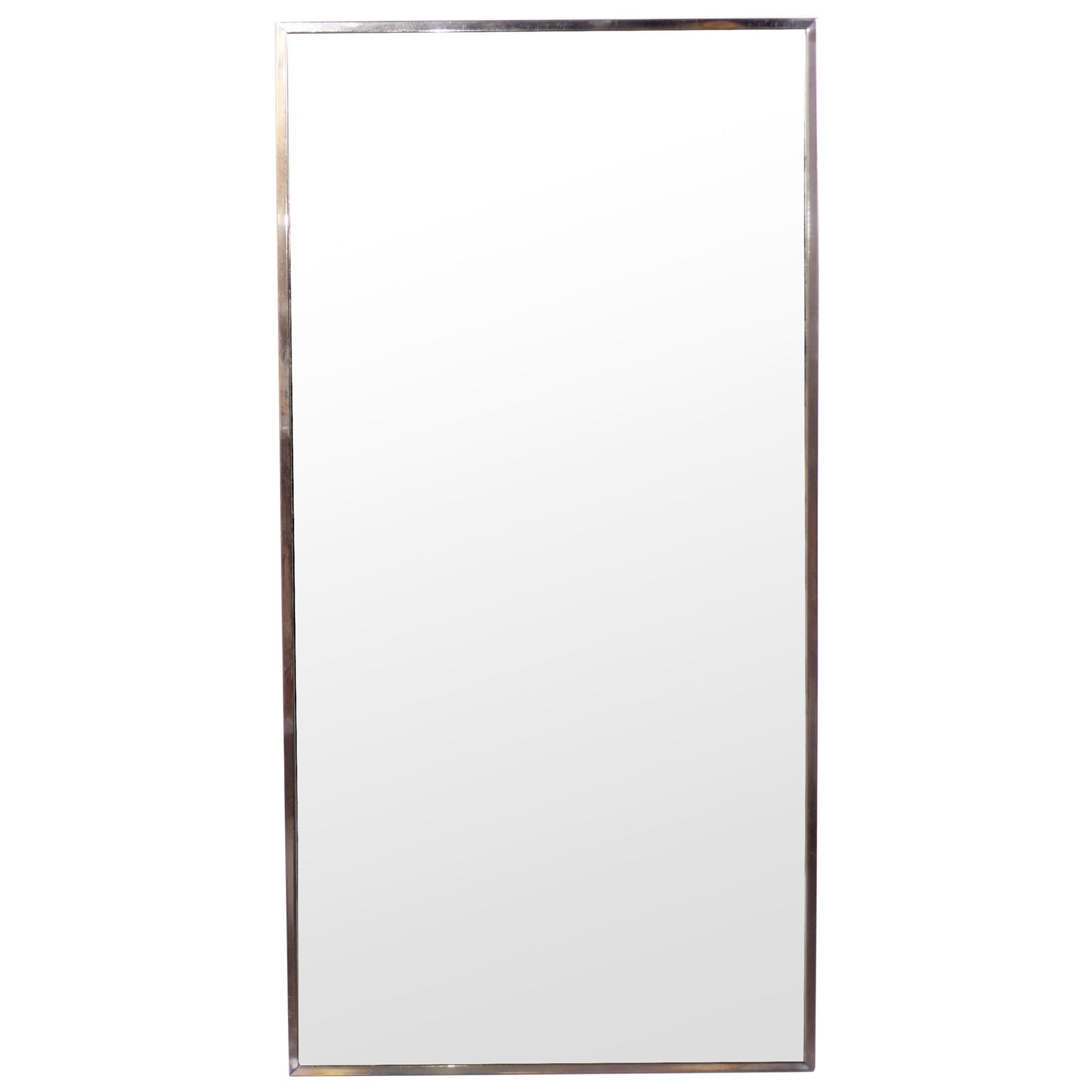 Clean Lined Chrome Mirror 36.5"H x 18.5"W circa 1950s
