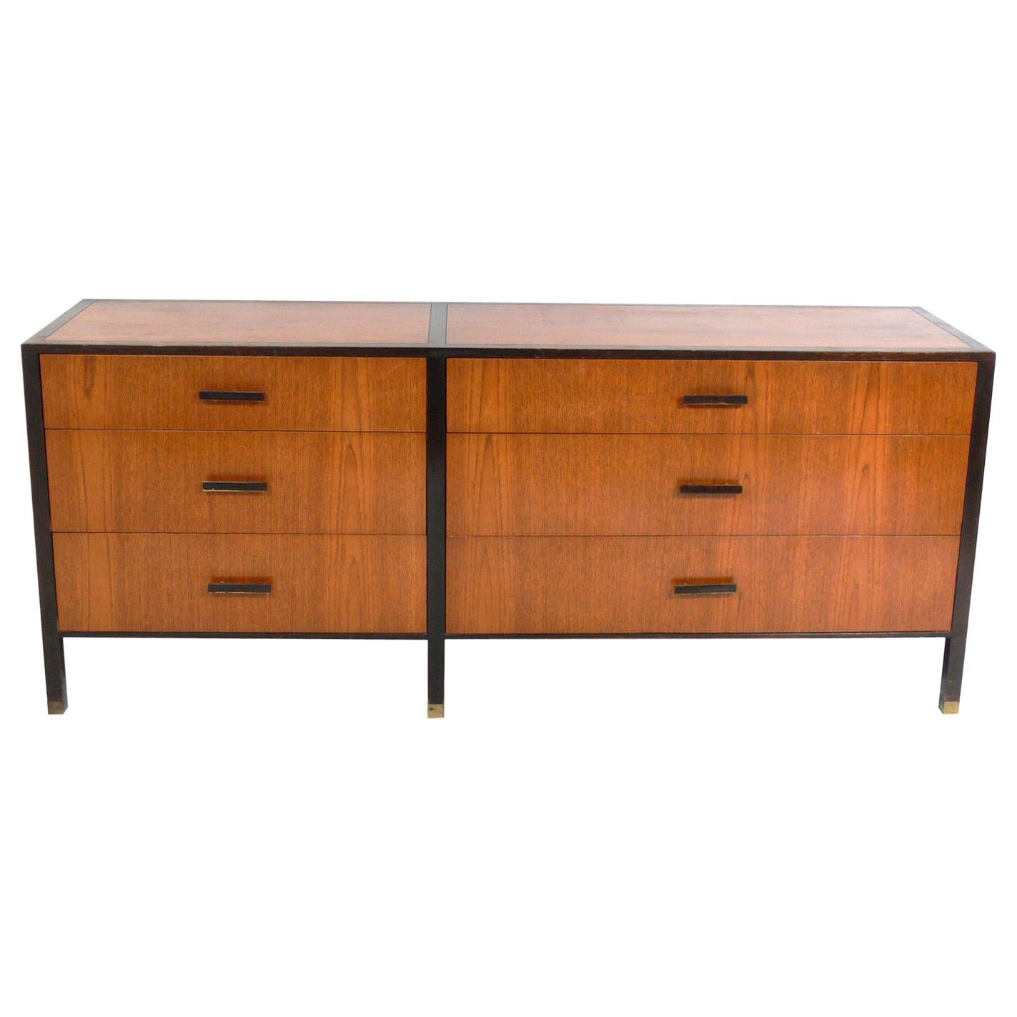 Clean Lined Harvey Probber Chest in Rosewood and Mahogany