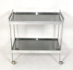 Clean Lined Mid Century Aluminum Bar Cart